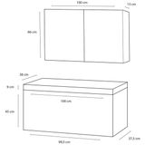 Badkamermeubelset differnz somero met keramiek wastafel 100 cm hoogglans wit (inc. Spiegelkast)