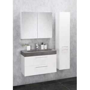 Badkamermeubelset Differnz Somero Met Beton Wastafel 80 cm Hoogglans Wit
