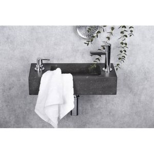 Fonteinset differnz sapon rechts 42.5x18.5x9 cm geintegreerde zeepdispenser natuursteen antraciet