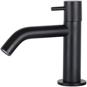 Differnz Wastafelkraan Gebogen – Kraan Koud Water – Toiletkraan – Mat Zwart