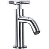 Differnz Wastafelkraan Gebogen met Kruisgreep – Kraan Koud Water – Toiletkraan – Chroom