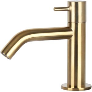 Differnz Wastafelkraan Gebogen – Kraan Koud Water – Toiletkraan – Mat Goud