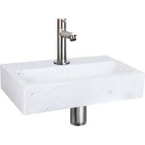 Differnz Flat fonteinset marmer met rechte kraan mat chroom