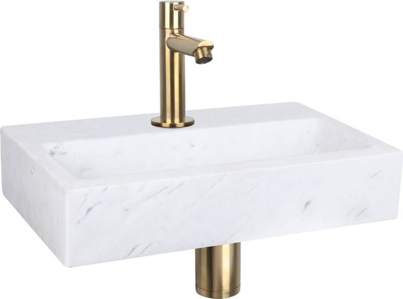 Differnz - Flat Marmer - Fonteinset - Wit - Mat Gouden Kraan