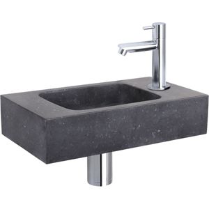 Differnz Force fonteinset natuursteen bombai black met rechte kraan chroom