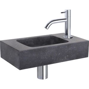 Differnz - Bombai - Fonteinset - Natuursteen - Zwart - Gebogen Kraan Chroom