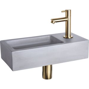Differnz - Ravo - Fonteinset - Lichtgrijs - Beton - Rechte Kraan - Mat Goud