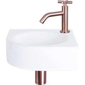 Fonteinset Differnz Cleo 30x30x10 cm Keramiek Wit Met Kruis Kraan Rood Koper