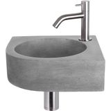 Fonteinset differnz cleo 31.5x31.5x10 cm beton donker grijs met kraan gebogen mat chroom