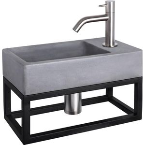 Differnz - Force - Fonteinset - Donker Grijs - Beton - Gebogen Kraan Mat Chroom