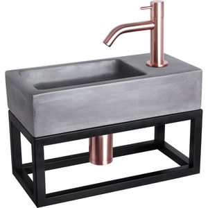 Differnz - Ravo - Fonteinset - Donker Grijs - Beton - Gebogen Kraan Rood Koper
