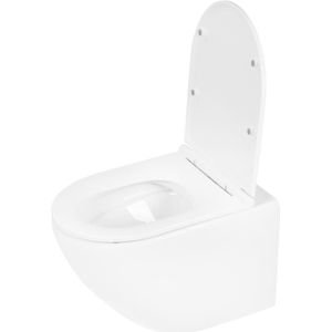 Differnz wand toilet rimless met zitting - Keramiek - Hoogglans wit - 51.5 x 35.5 x 36.5 cm