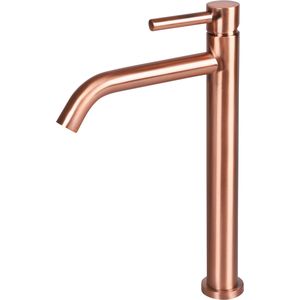 Differnz - Wastafelkraan Hoog - Gebogen - Rood Koper - Mengkraan Koud en Warm