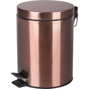 Differnz Pedaalemmer Rood Koper – Prullenbak Badkamer – Afvalbakje – 5 liter