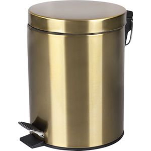 Differnz Pedaalemmer Mat Goud – Prullenbak Badkamer – Afvalbakje – 5 liter