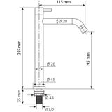 Differnz Wastafelkraan - Koudwaterkraan - Hoog - 28.5 X 11.5 cm - Mat Chroom