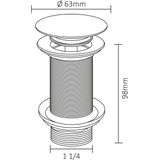 Differnz Design Afvoerplug Mat Chroom – Pop–up – Ø 63mm – Mix & Match – Grote schroef