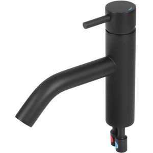 Differnz Wastafelkraan - Mengkraan - Gebogen Kraan - Koud/Warm - Mat Zwart