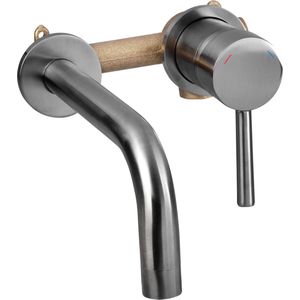 Differnz - Inbouw Wastafelkraan - Gun Metal - Mengkraan Koud en Warm - Moderne