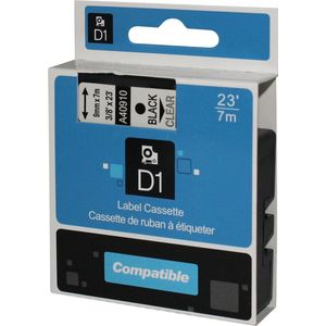 Dymo Alternatief D1 Standaard Labels Transparant-Zwart Tape 9mm