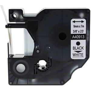 D1 standaard labels wit-zwart 9mm