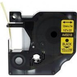 Labeltape Dymo Compatible 45018 D1 12mmx7m zwart op geel