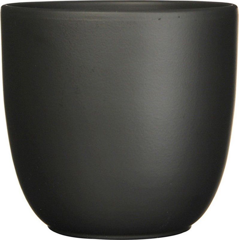 MIca Decorations Plantenpot/bloempot Tusca - Zwart - keramiek - mat - D14.5/H14 cm