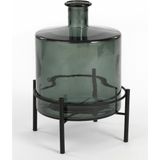 Mica Decorations Guan Fles Vaas - H26 x Ø21 cm - Gerecycled Glas - Groen