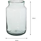 Mica Decorations Vienne Vaas - H30 x Ø18 cm - Gerecycled Glas - Transparant