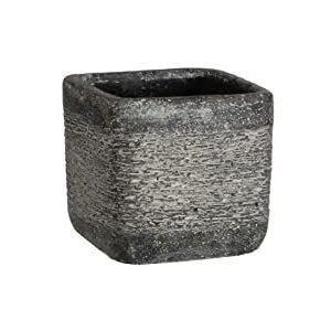 Mica Decorations Kane pot vierkant d.grijs - l7,5xb7,5xh7cm - grijs Cement 118836