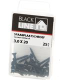 Hoenderdaal - Spaanplaatschroef - Zwart - Staal - Platverzonken Kop - 3.0X20 mm - Verpakt per 25 stuks