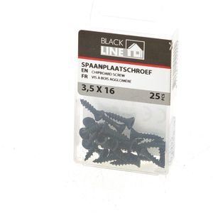 Blackline - Spaanplaatschroef - Zwart - Staal - 3.5X16 mm - 25 stuks