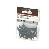 Blackline - Spaanplaatschroef - Zwart - Staal - 3.5X20 mm - 25 stuks