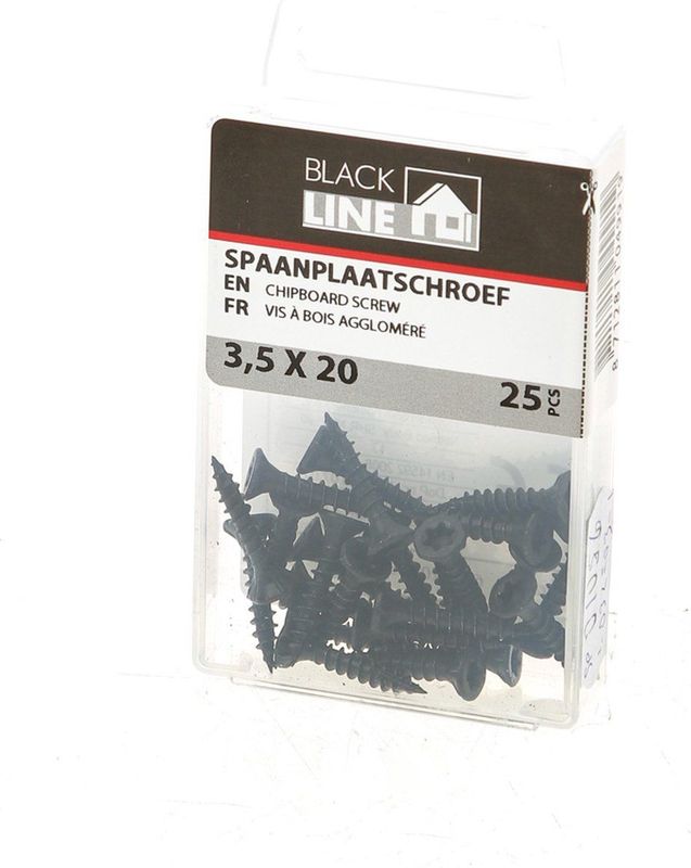 Blackline - Spaanplaatschroef - Zwart - Staal - 3.5X20 mm - 25 stuks