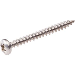 Hoenderdaal Spaanplaatschroef RVS-A2 cilinderkop PZ2 voldraad 4.0X50 (per 200 stuks)