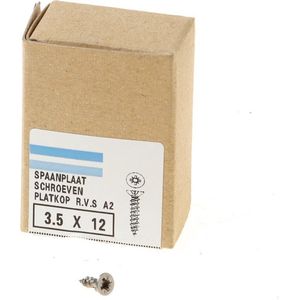 Hoenderdaal Spaanplaatschroef RVS platverzonken kop PZ2 voldraad 3.5X12 (per 200 stuks)