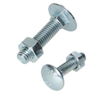 Slotbout met moer. M6.0 x 30 mm. lang. Verzinkt. 50 stuks Houtbout. Homefix.