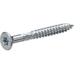 Houtschroef. 4.0 x 40mm. lang. Staal. Verzinkt. platkop. kruiskop-Pozidrive-2. Homefix. 100 stuks Spaanplaatschroeven.