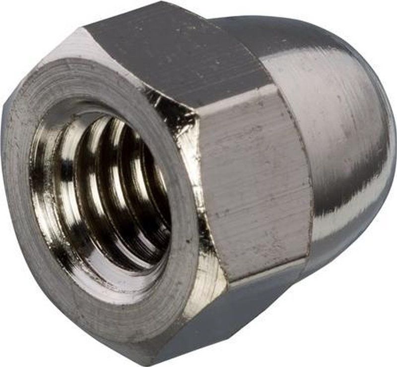 Hoenderdaal Dopmoer Messing Vernikkeld M10 Din 1587 - Doos à 50 Stuks