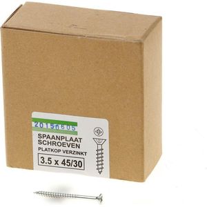 Hoenderdaal Spaanplaatschroef verzinkt platverzonken kop PZ2 deeldraad 3.5X45/30 (per 200 stuks)
