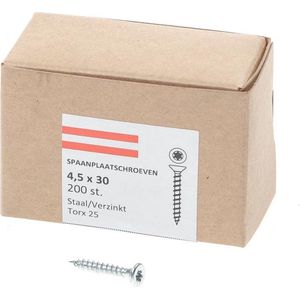 Hoenderdaal Spaanplaatschroef verzinkt platverzonken kop TX-25 4.5X30 (per 200 stuks)