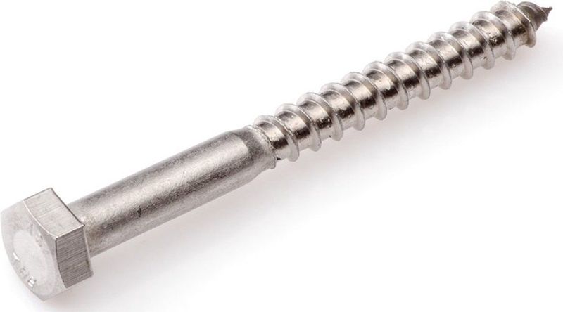 Hoenderdaal - Houtdraadbout - RVS - 8x120mm - Afname Per 50 Stuk