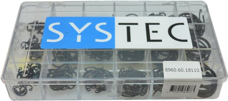 SYSTEC - Assortimentsdoos - Zekerringsringen - Gefosfateerd - Gezwart Staal - 18 Vaks
