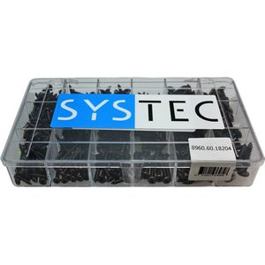 Systec Assortimentsdoos 18-Vaks Plaatschroef Gezwart Din7981 & 7983 - 8960.60.18204
