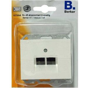 BERKER K1 RJ-45 stopcontact 2-voudig, inbouw | WIT