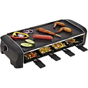 Raclette Partygrill eckig für 8 Personen mit durchlaufender Grillplatte 1400Watt