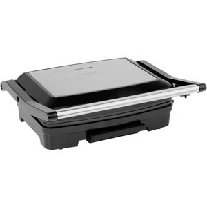 Princess Contactgrill compact 117501 – Tosti apparaat - Panini grill - Grill apparaat - Bakoppervlak van 23 x 15 cm – Vetopvangbak - RVS Design