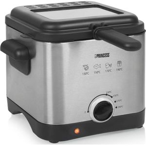 Princess 182612 Mini friteuse- 1000W- 1.5 Liter- Compact - Geschikt voor camping - Anti aanbaklaag