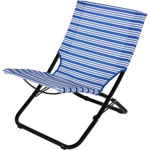 Campart Strandstoel CH-0420 - Inklapbare Campingstoel - Lichtgewicht - Blauw Wit
