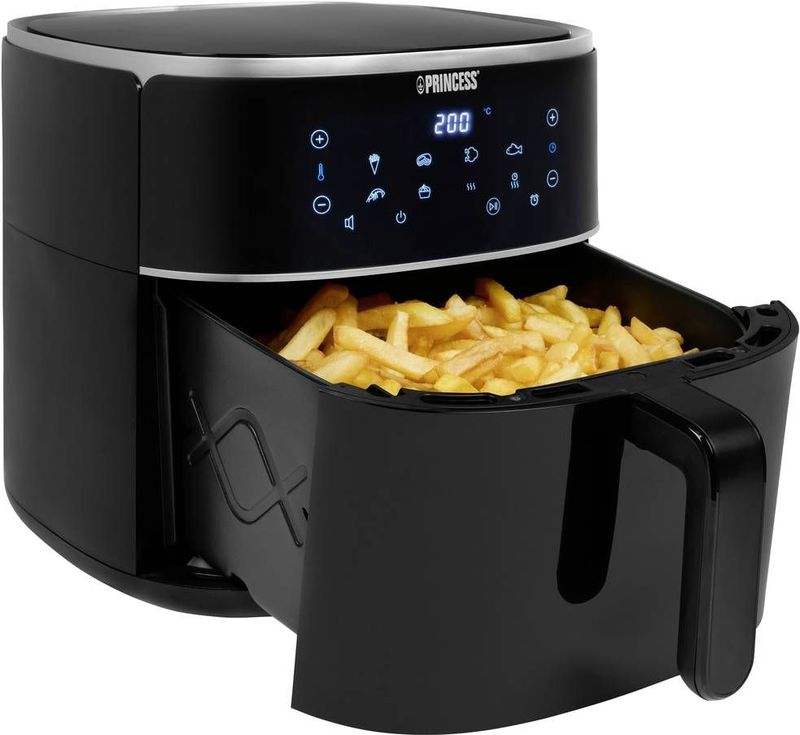 Princess 01.182254.01.001 Airfryer 8 l 1800 W Anti-aanbaklaag, Heteluchtfunctie, Timerfunctie, Instelbare temperatuur, Met display Zwart